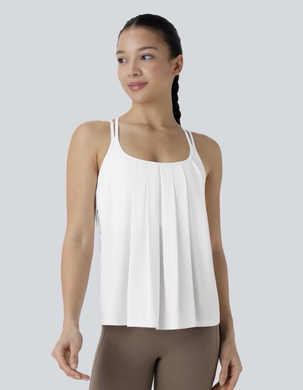 Halara Double Straps Pleated Quick Dry Yoga Cami Top M